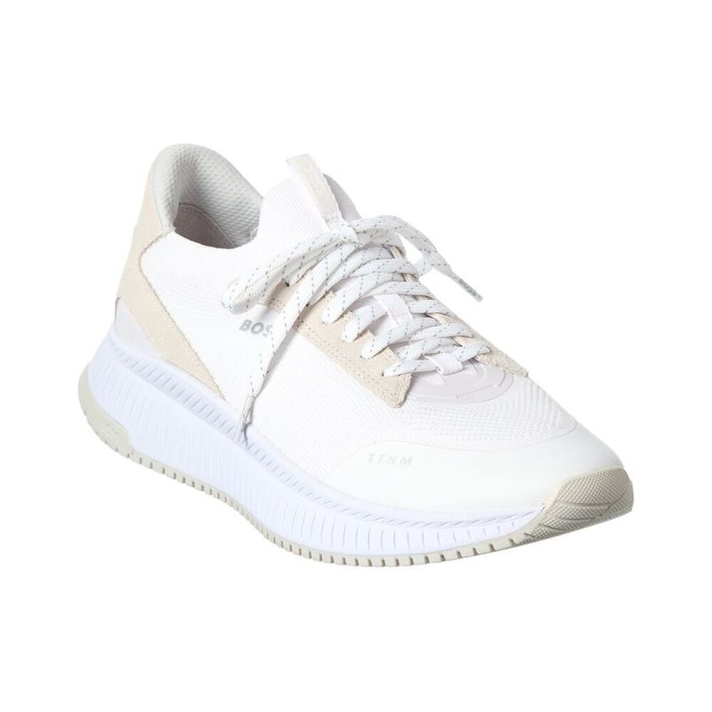 Boss Hugo Boss Ttnm Evo Suede-Trim Running Sneaker, White